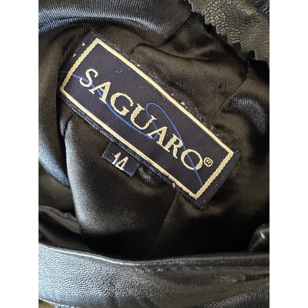 Saguaro Genuine Soft Leather Double Slit Buckle Skirt Black Women's Size 14 - Picture 5 of 16